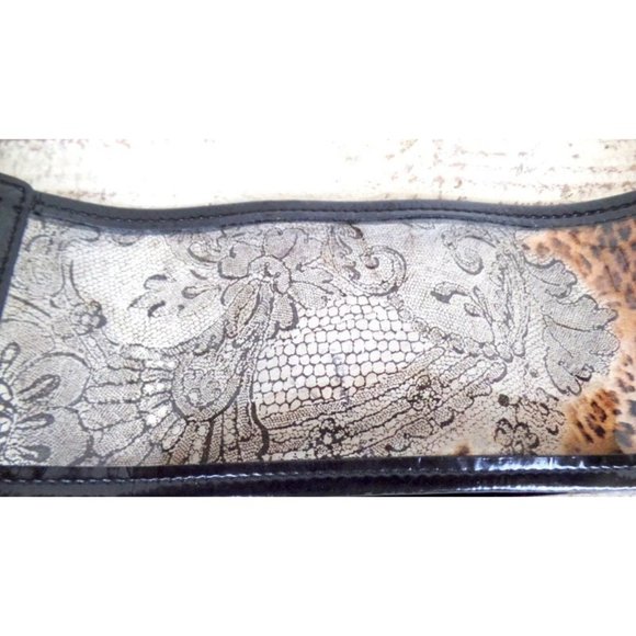 90s vintage wide animal print leather plastic see through belt/black/brown - Picture 5 of 5